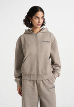 Zia - Unisex Signature Relaxed Fit Zip Hoodie - Taupe