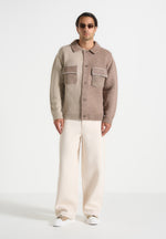 Jean - Mohair-Blend Colour Block Cardigan - Beige/Taupe