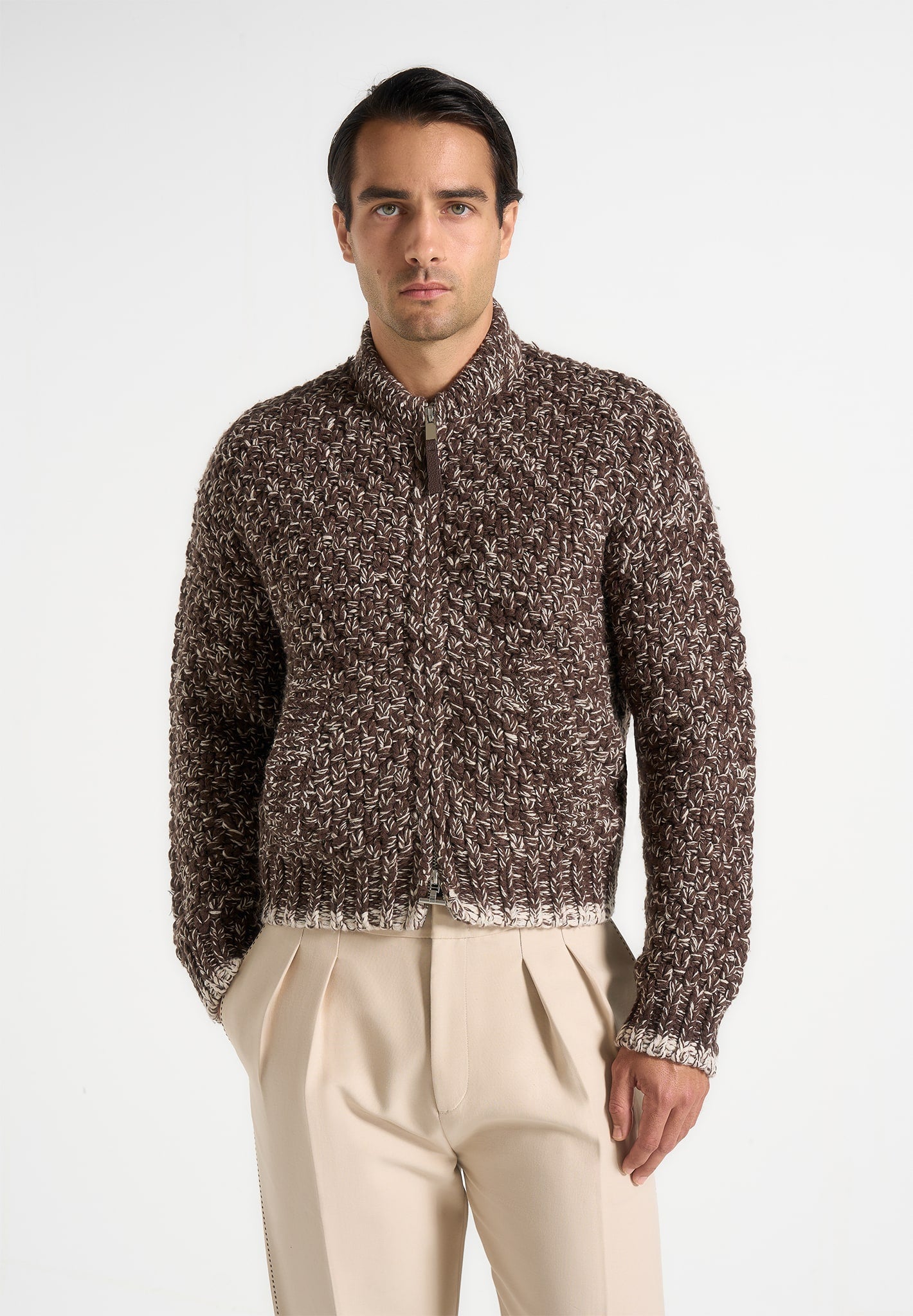 darel-speckled-knit-bomber-jacket-brown