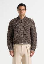 Darel - Speckled Knit Bomber Jacket - Brown