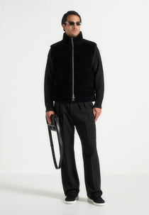 Manu - Velvet Puffer Gilet - Black