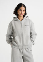 Zia - Unisex Signature Relaxed Fit Zip Hoodie - Marl Grey