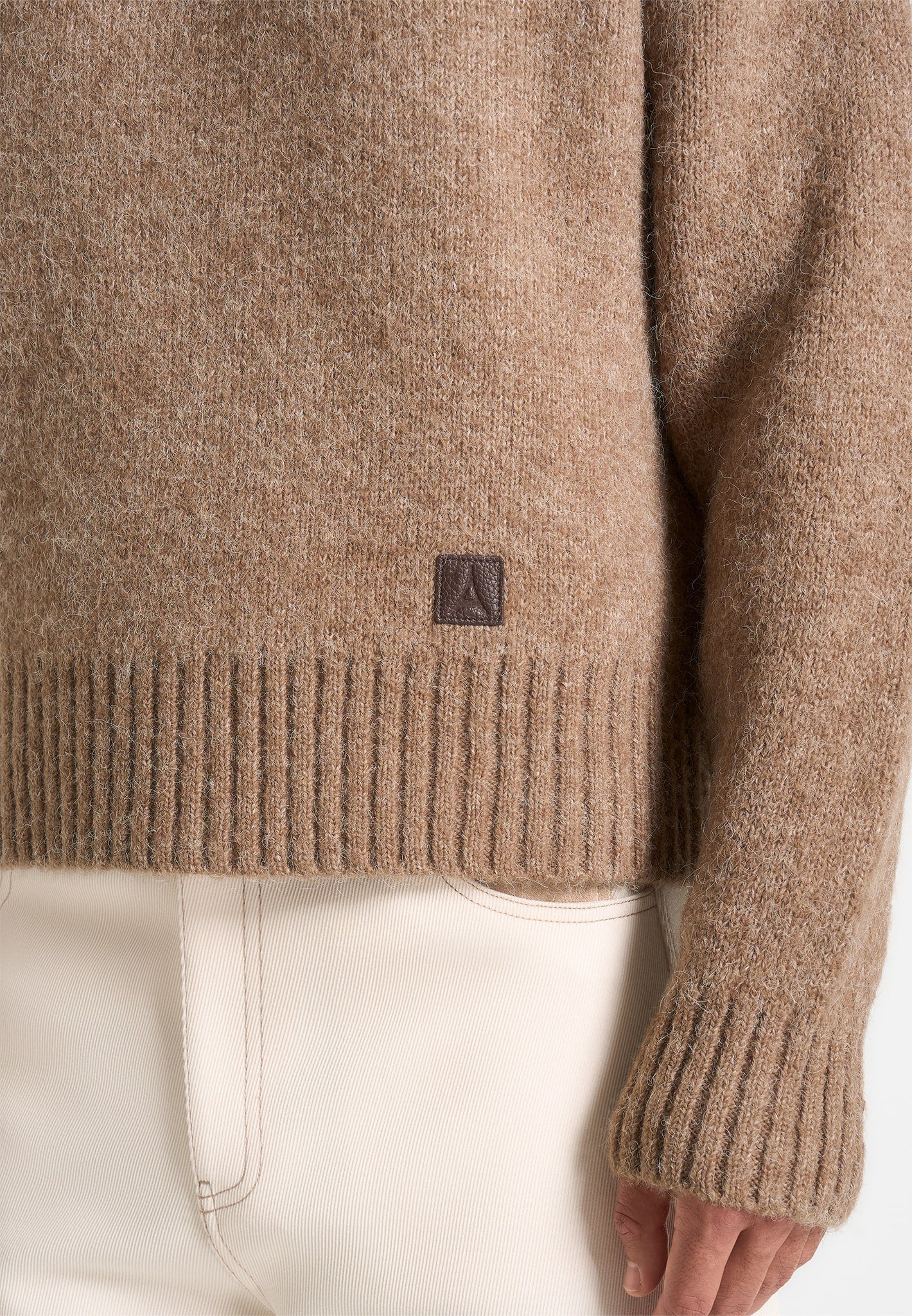 Kamil - Art Slogan Brushed Wool Knit Jumper - Beige