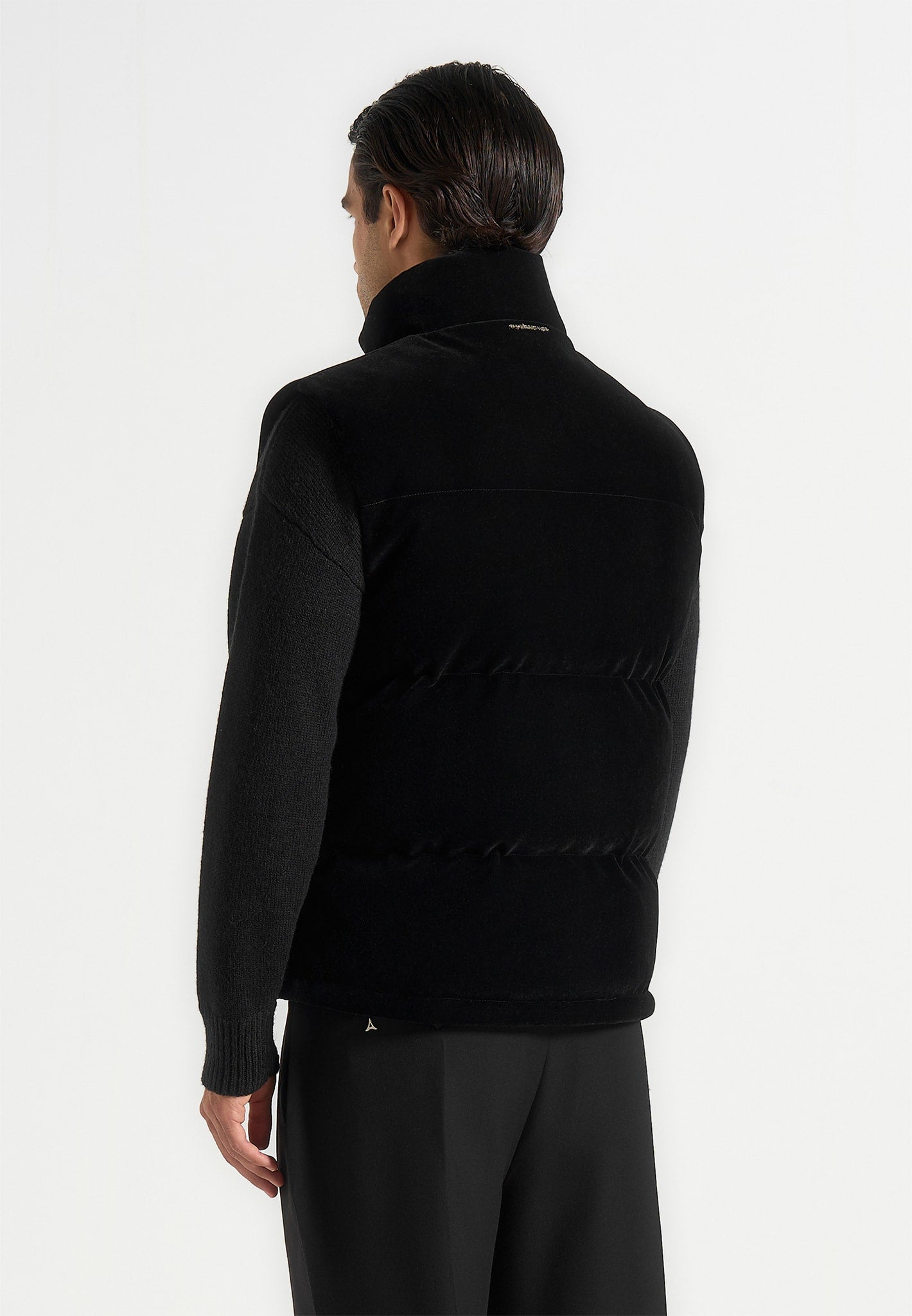 Manu - Velvet Puffer Gilet - Black