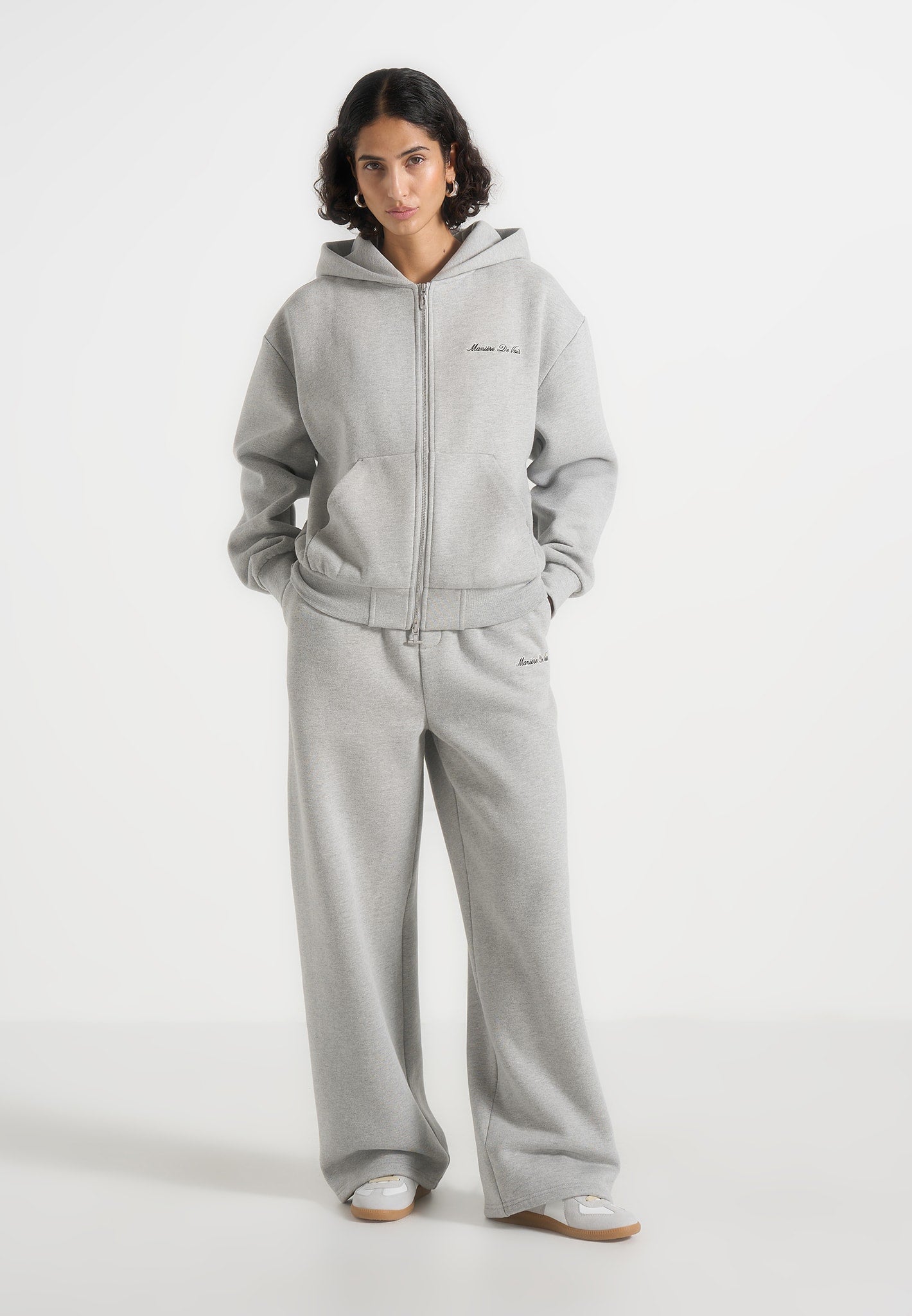 Zia - Unisex Signature Relaxed Fit Zip Hoodie - Marl Grey