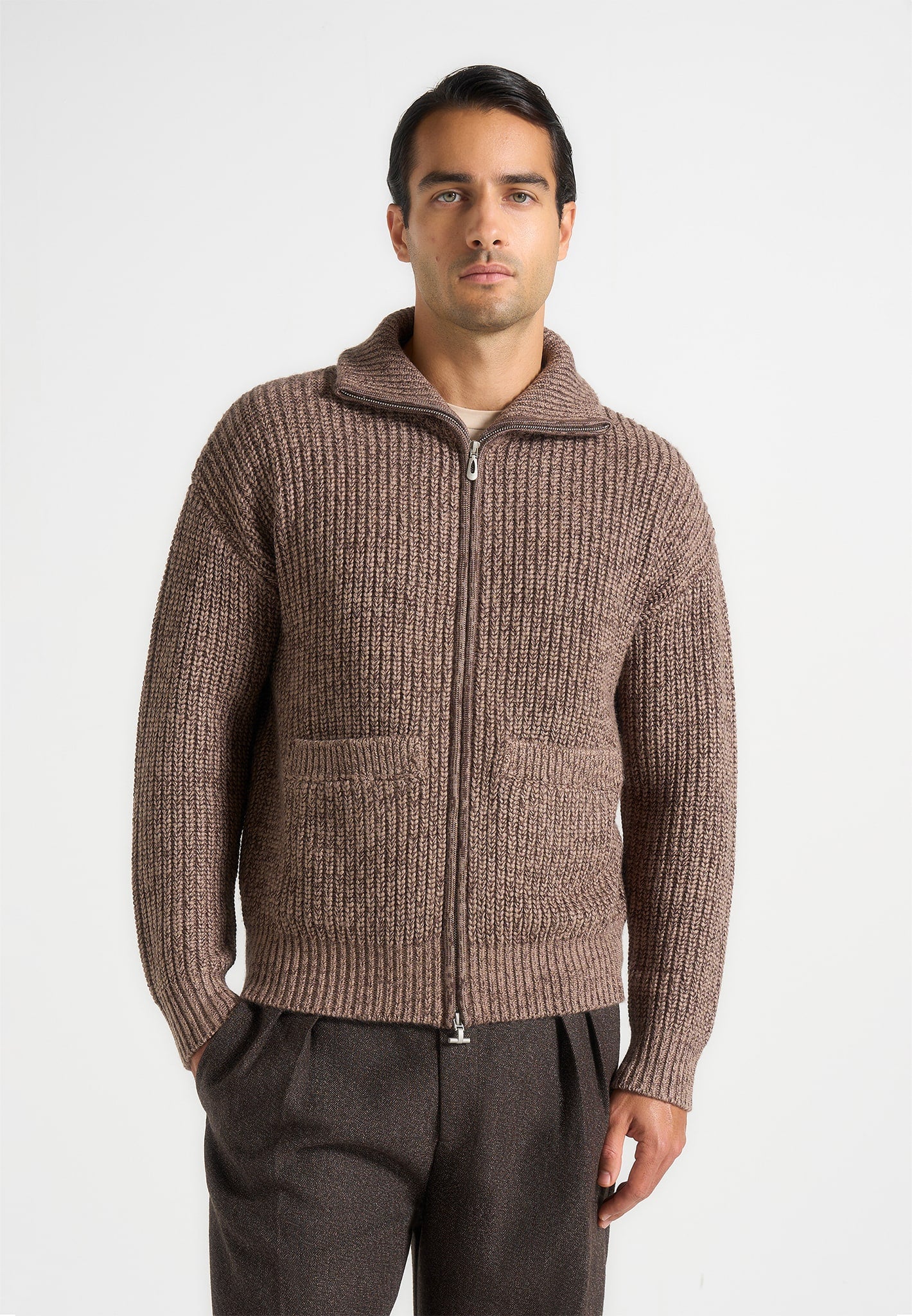 jamie-unisex-speckled-zip-through-jacket-taupe