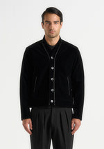Nassim - Velvet Jacket With Contrast Piping - Black