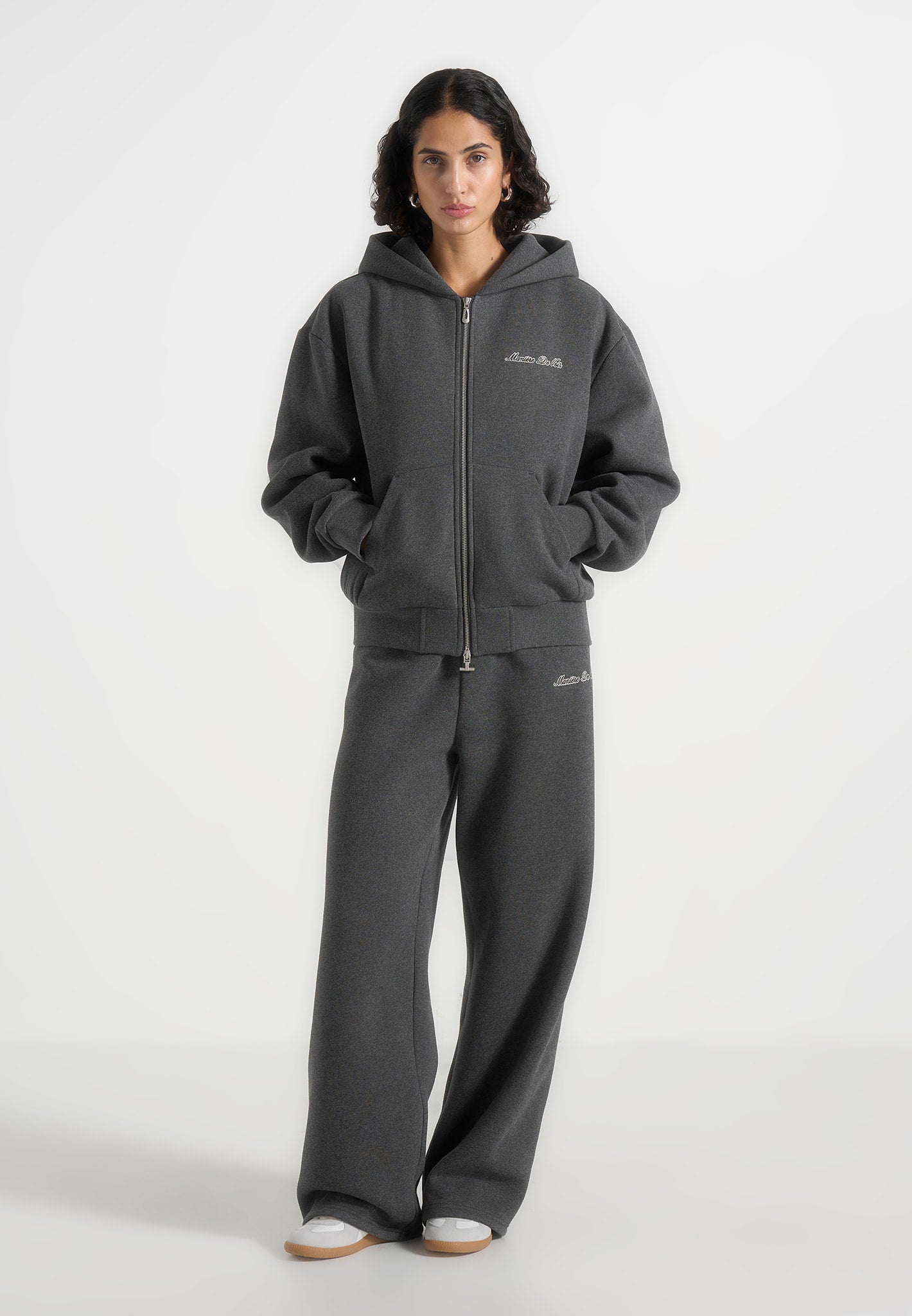 JS002 - Unisex Signature Relaxed Fit Zip Hoodie - Charcoal Grey