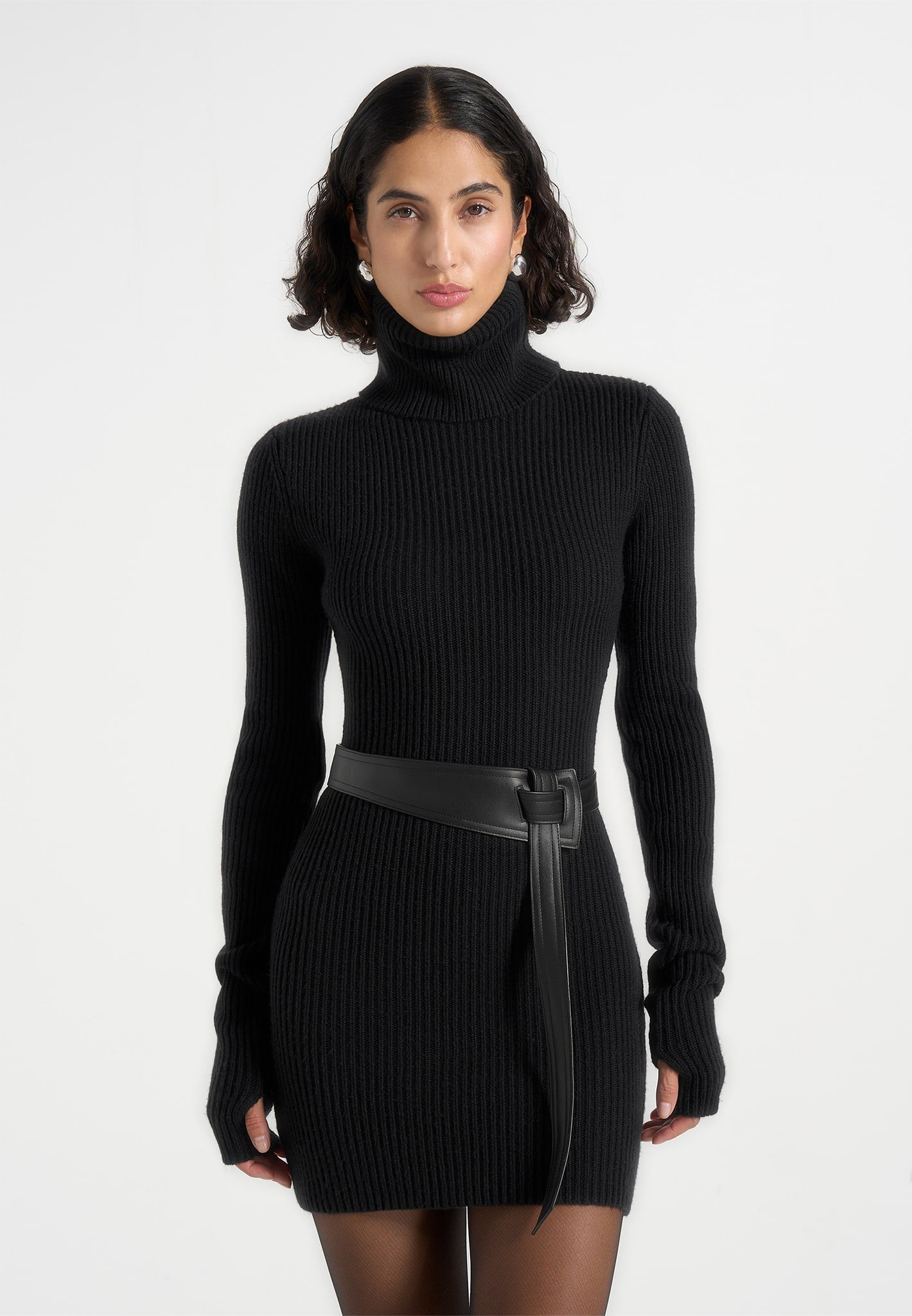 kalia-roll-neck-knitted-mini-dress-with-belt-black