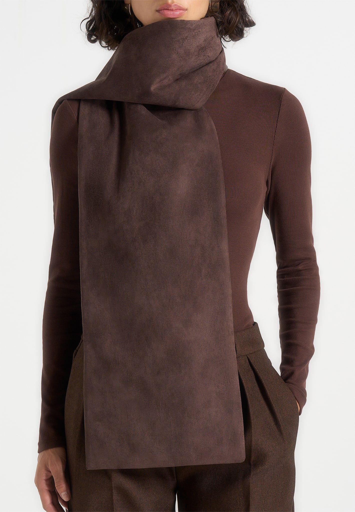 melia-reversible-leather-suede-scarf-brown 