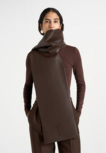 Melia - Reversible Leather & Suede Scarf - Brown