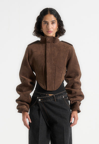 solange-suede-tacked-sleeve-corset-jacket-brown
