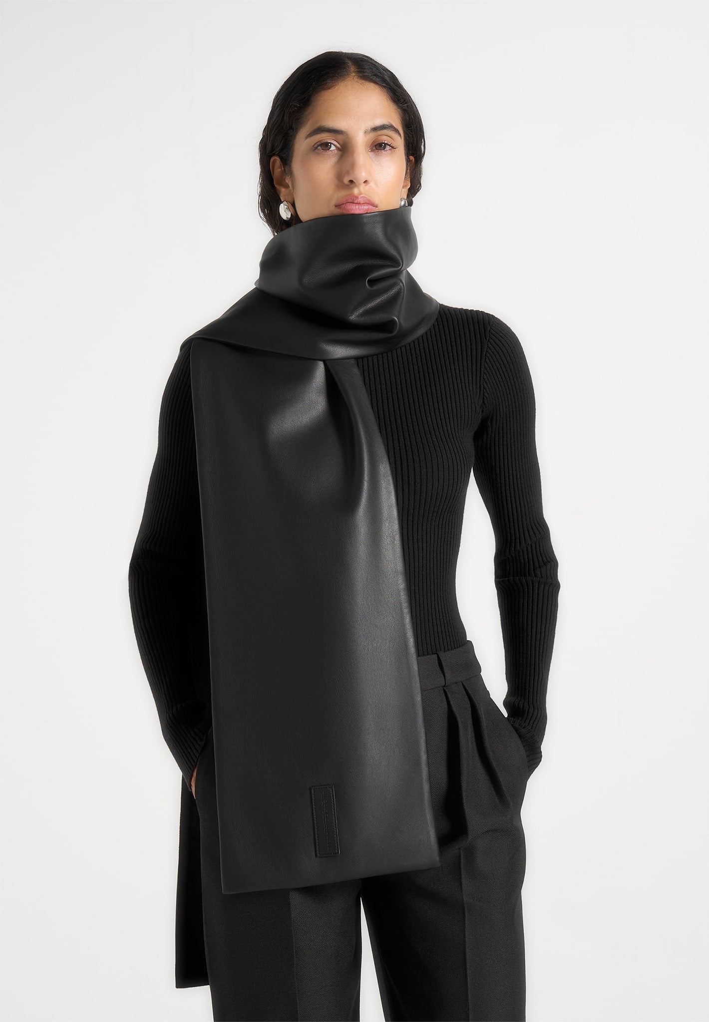melia-reversible-leather-suede-scarf-black 