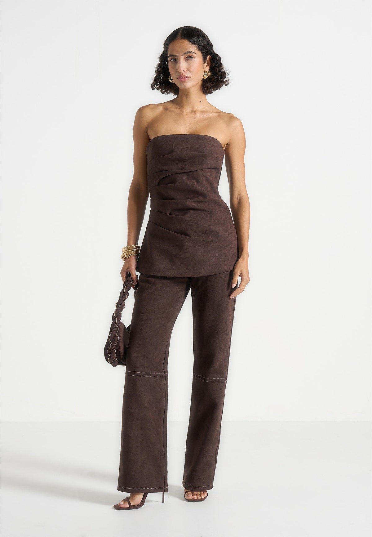 Kalie - Suede Pants - Brown