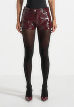 samia-cracked-patent-mini-shorts-red