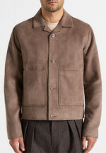Michel - Suede Jacket With Revere Collar - Taupe