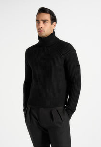 Rudy - Roll Neck Chunky Knit Jumper - Black