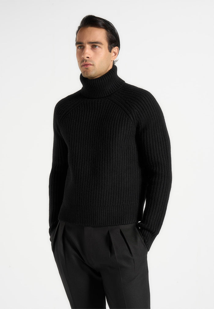 Rudy - Roll Neck Chunky Knit Jumper - Black