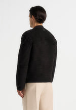 Anton - Ribbed Knit Cardigan - Black