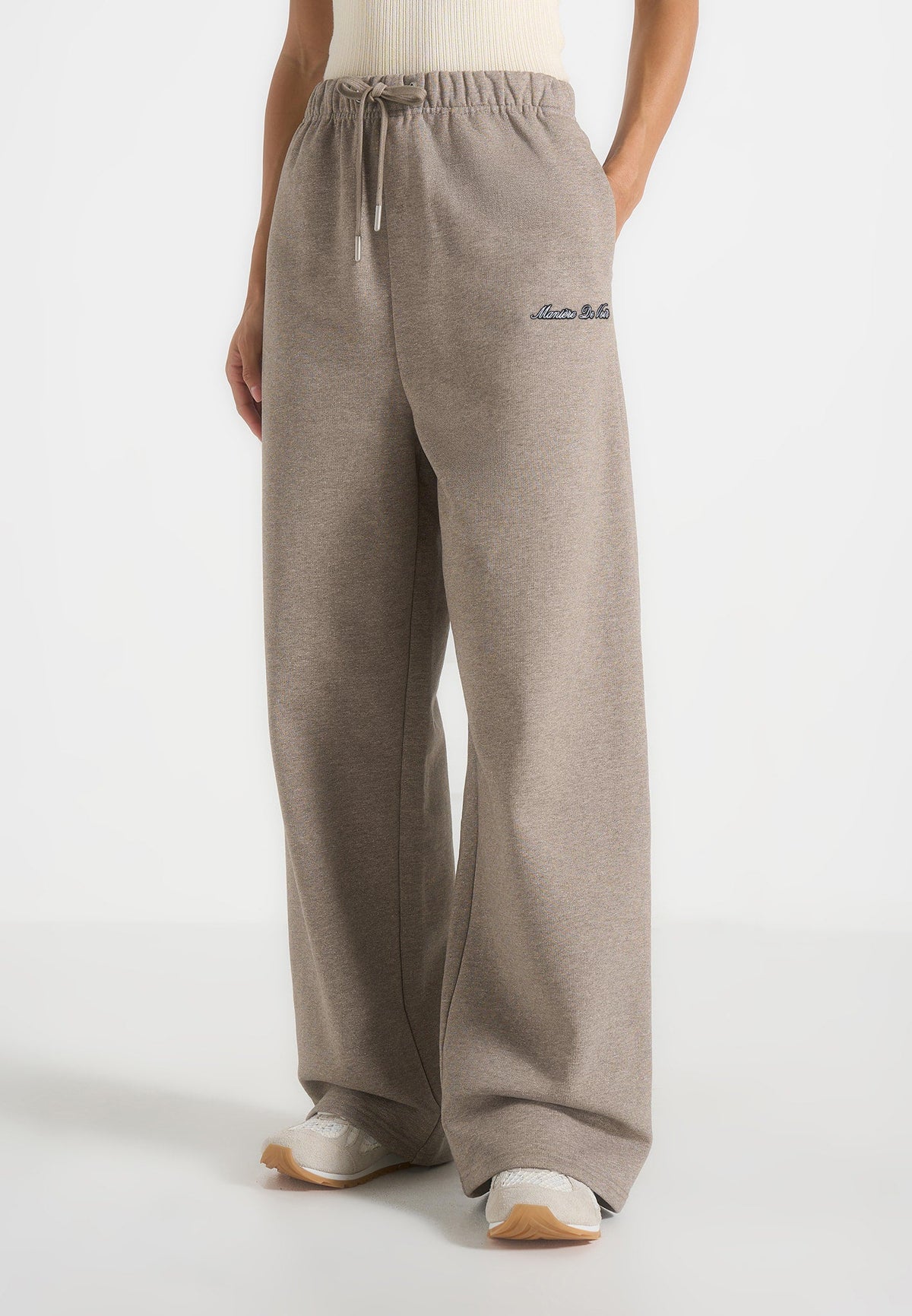 JS003 - Unisex Signature Wide Leg Joggers - Taupe
