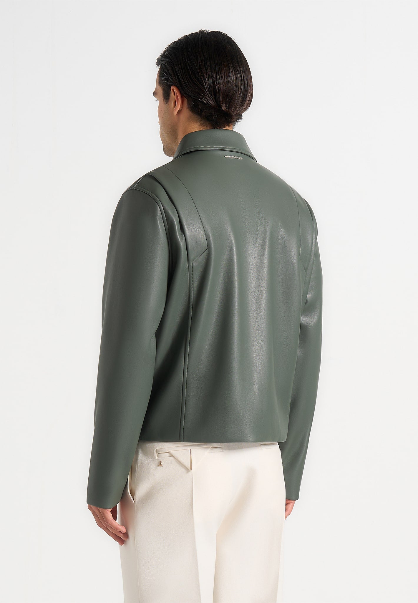 Yves - Minimal Leather Jacket - Olive