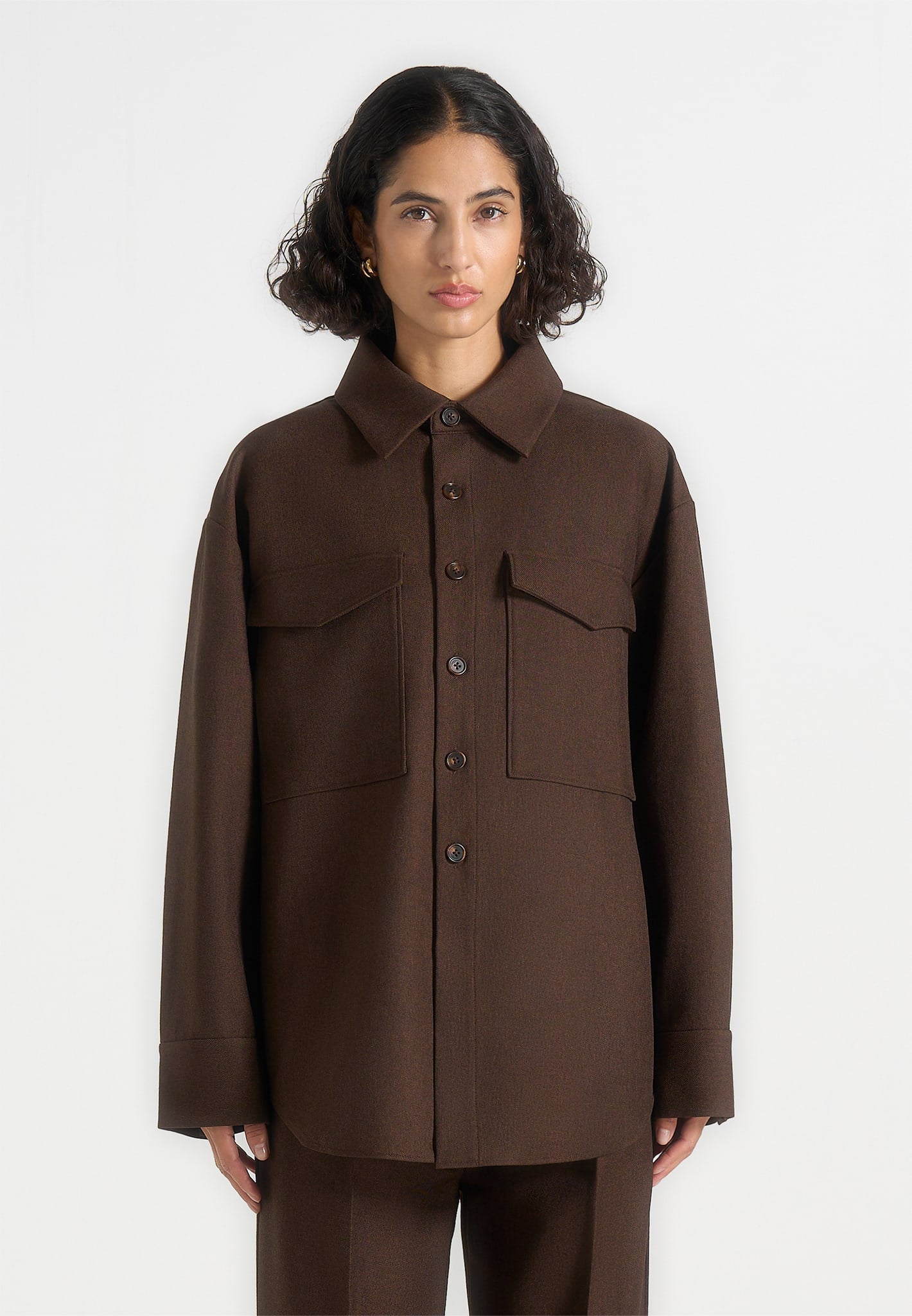 Joy - Tailored Oversized Shirt - Brown