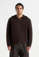 Eden - Unisex Ribbed Knit Zip Up Hoodie - Brown