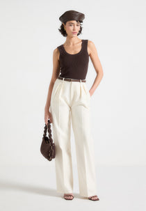 Julie - Tailored Twin Pleat Pants - Off White