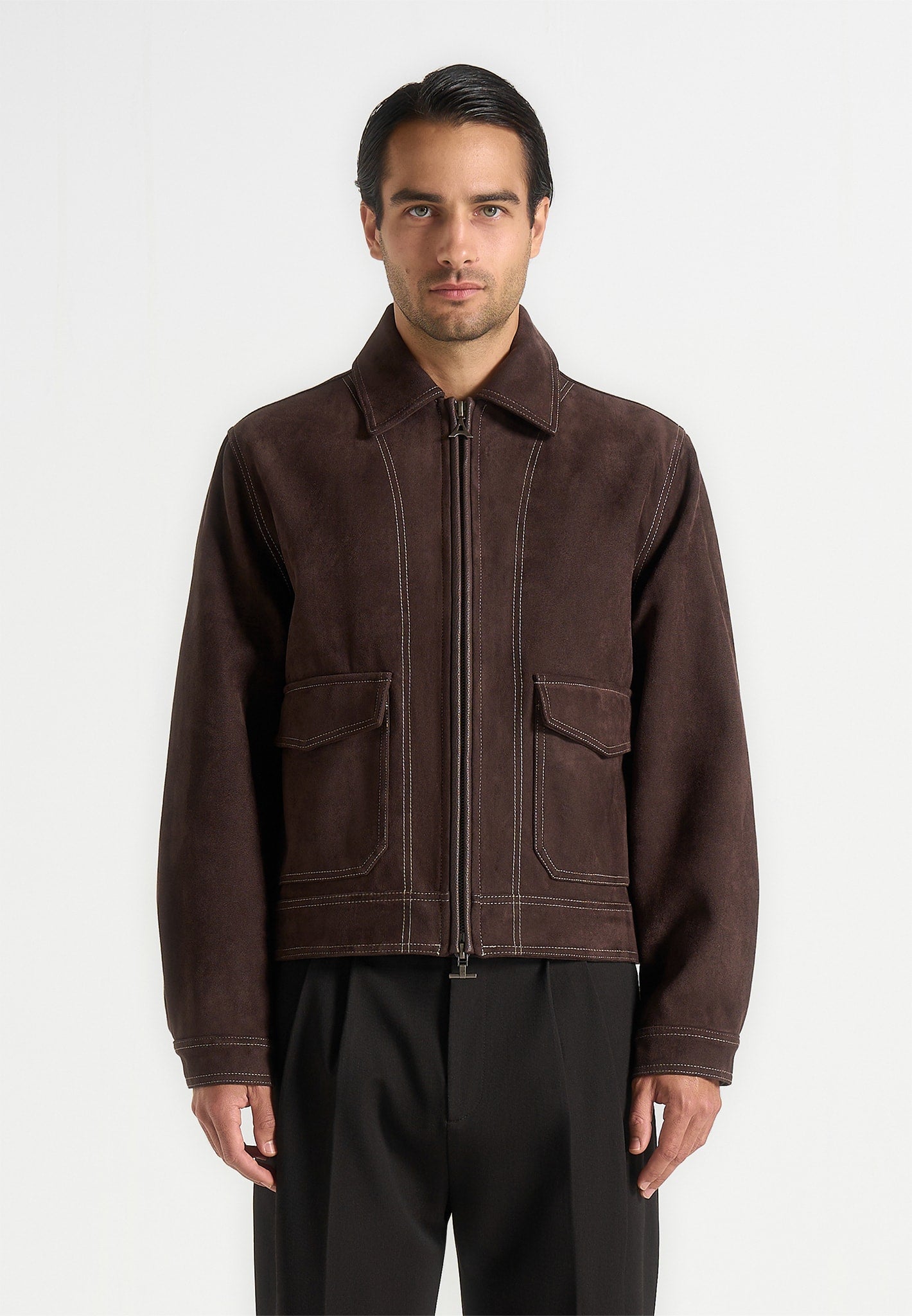 vince-suede-contrast-stitch-jacket-brown