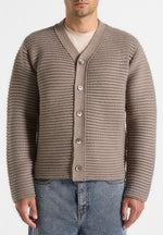 Anton - Ribbed Knit Cardigan - Taupe