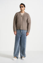 Anton - Ribbed Knit Cardigan - Taupe