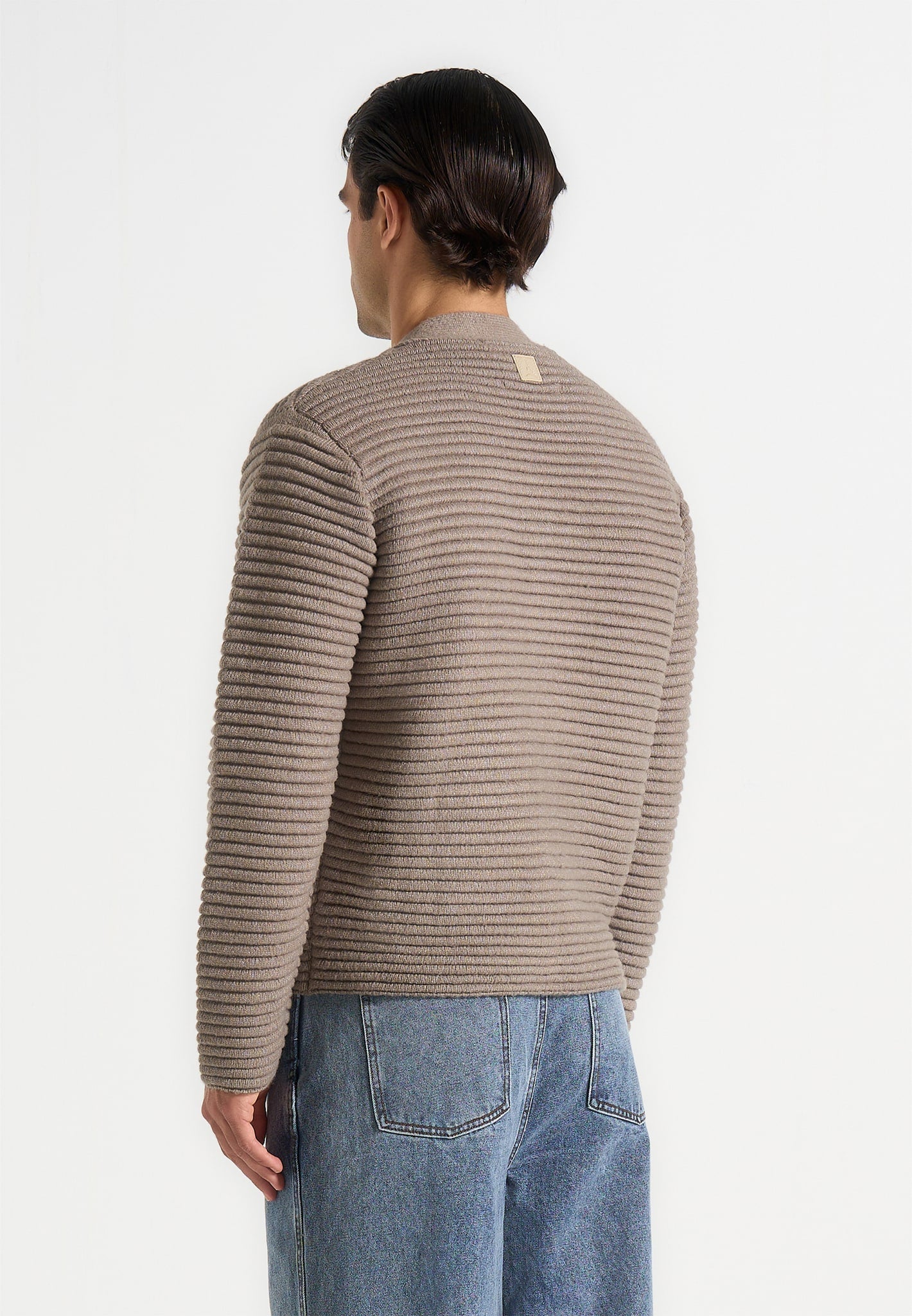 Anton - Ribbed Knit Cardigan - Taupe