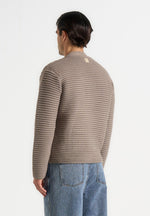 Anton - Ribbed Knit Cardigan - Taupe