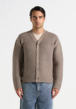 Anton - Ribbed Knit Cardigan - Taupe