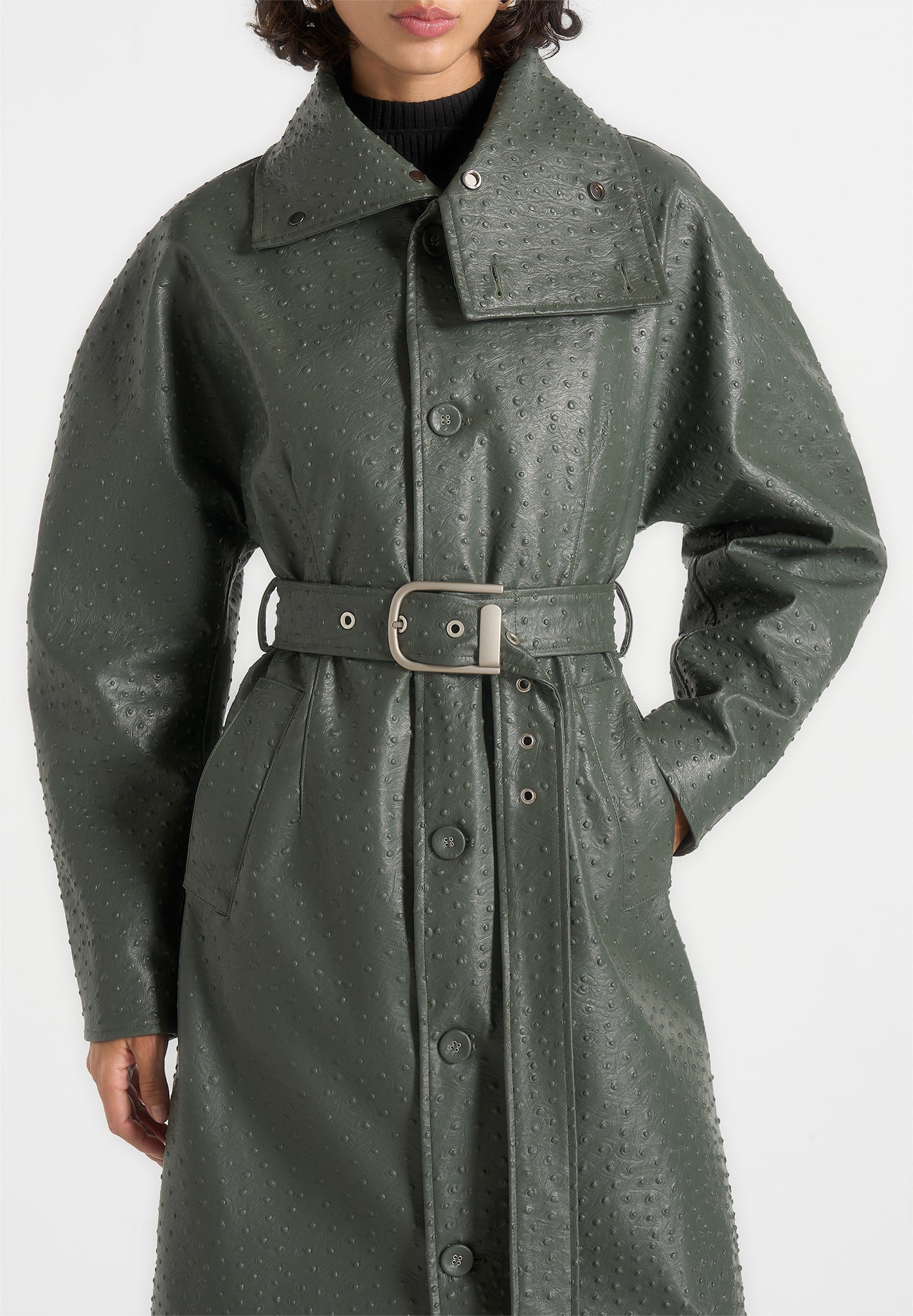 leyna-ostrich-hourglass-belted-coat-olive