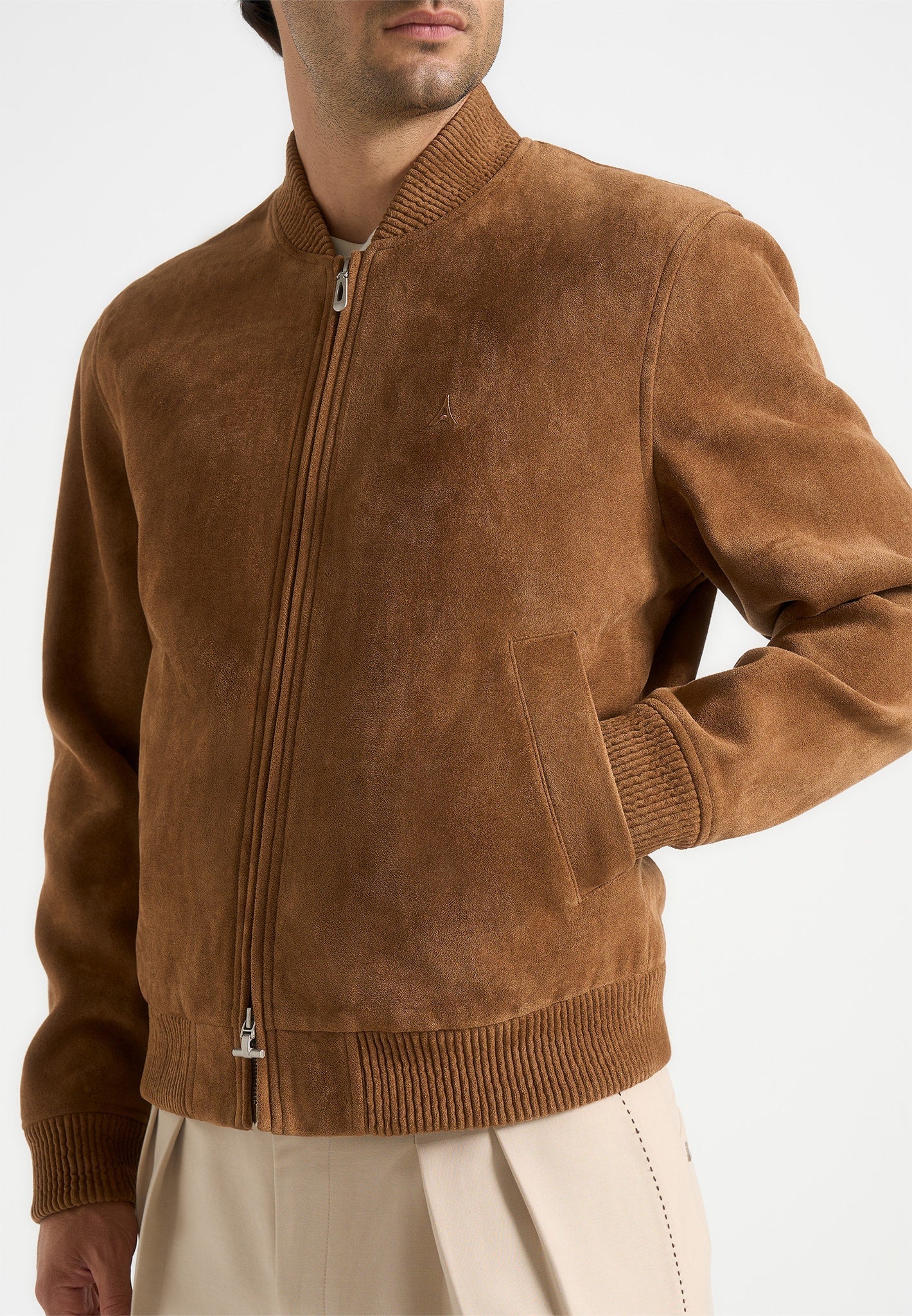 Arsène - Suede Bomber Jacket - Fawn