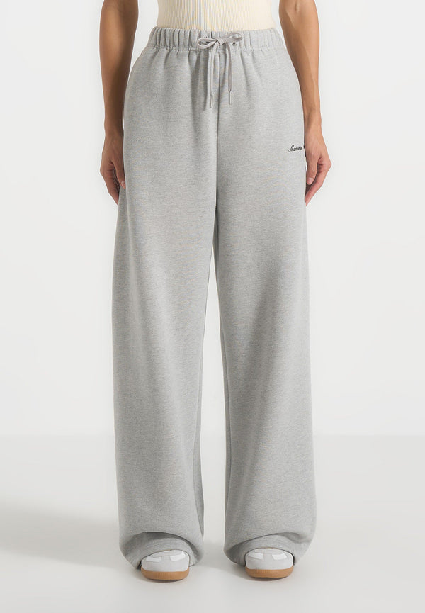 JS003 - Unisex Signature Wide Leg Joggers - Marl Grey