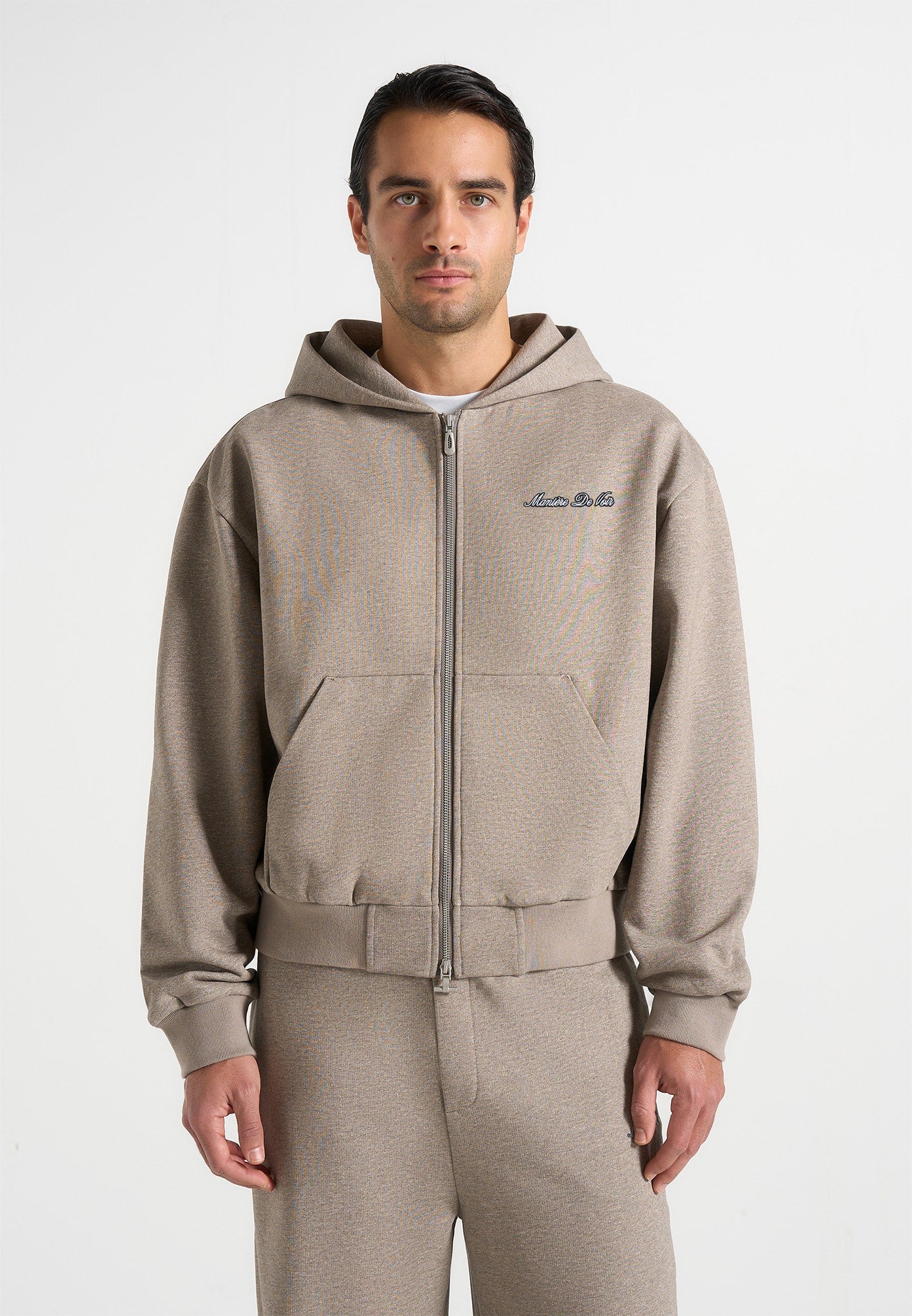 Zia - Unisex Signature Relaxed Fit Zip Hoodie - Taupe 