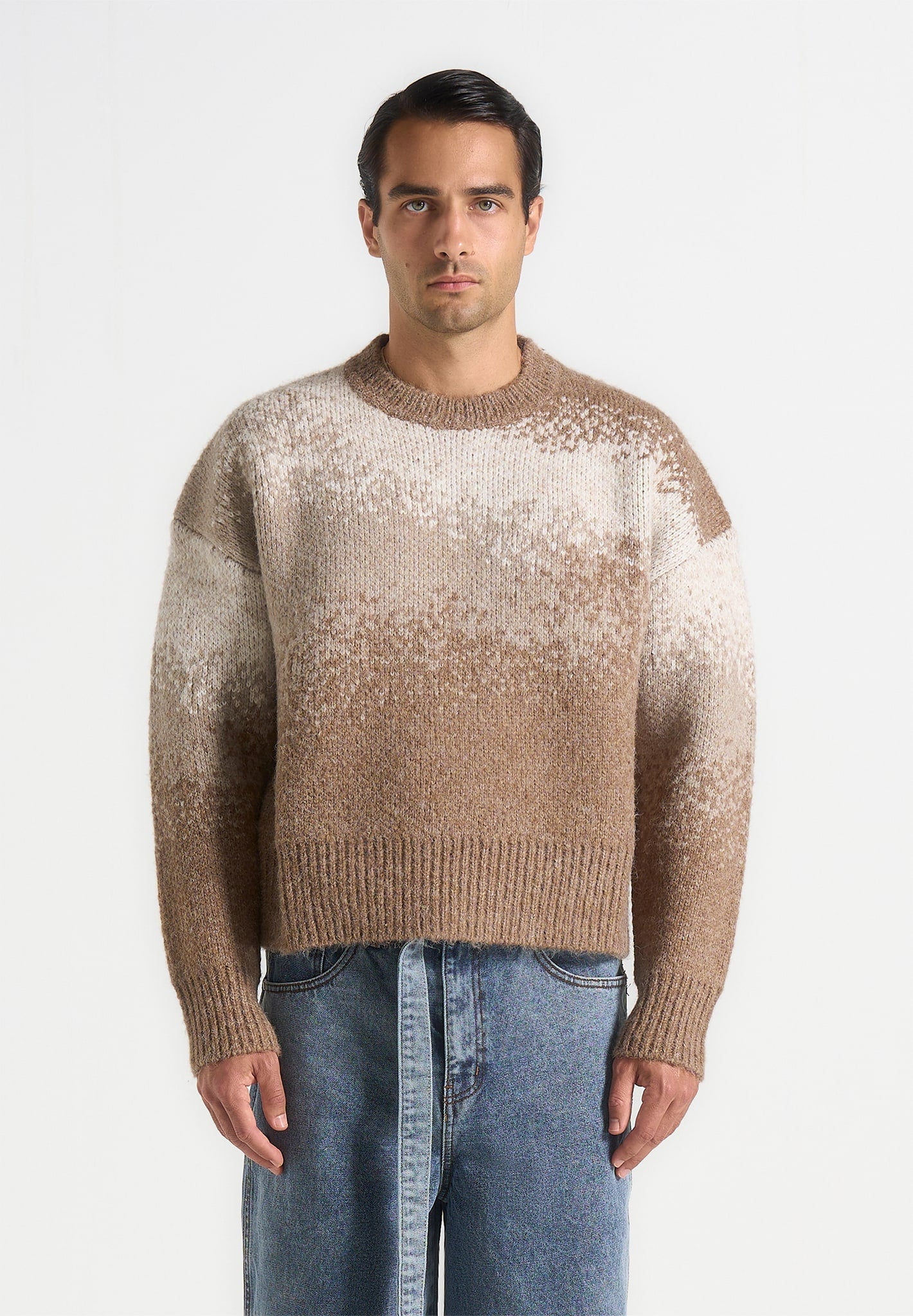 Yani - Ombré Wool Crewneck Sweater - Beige 