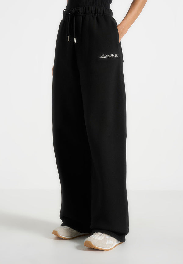 JS003 - Unisex Signature Wide Leg Joggers - Black
