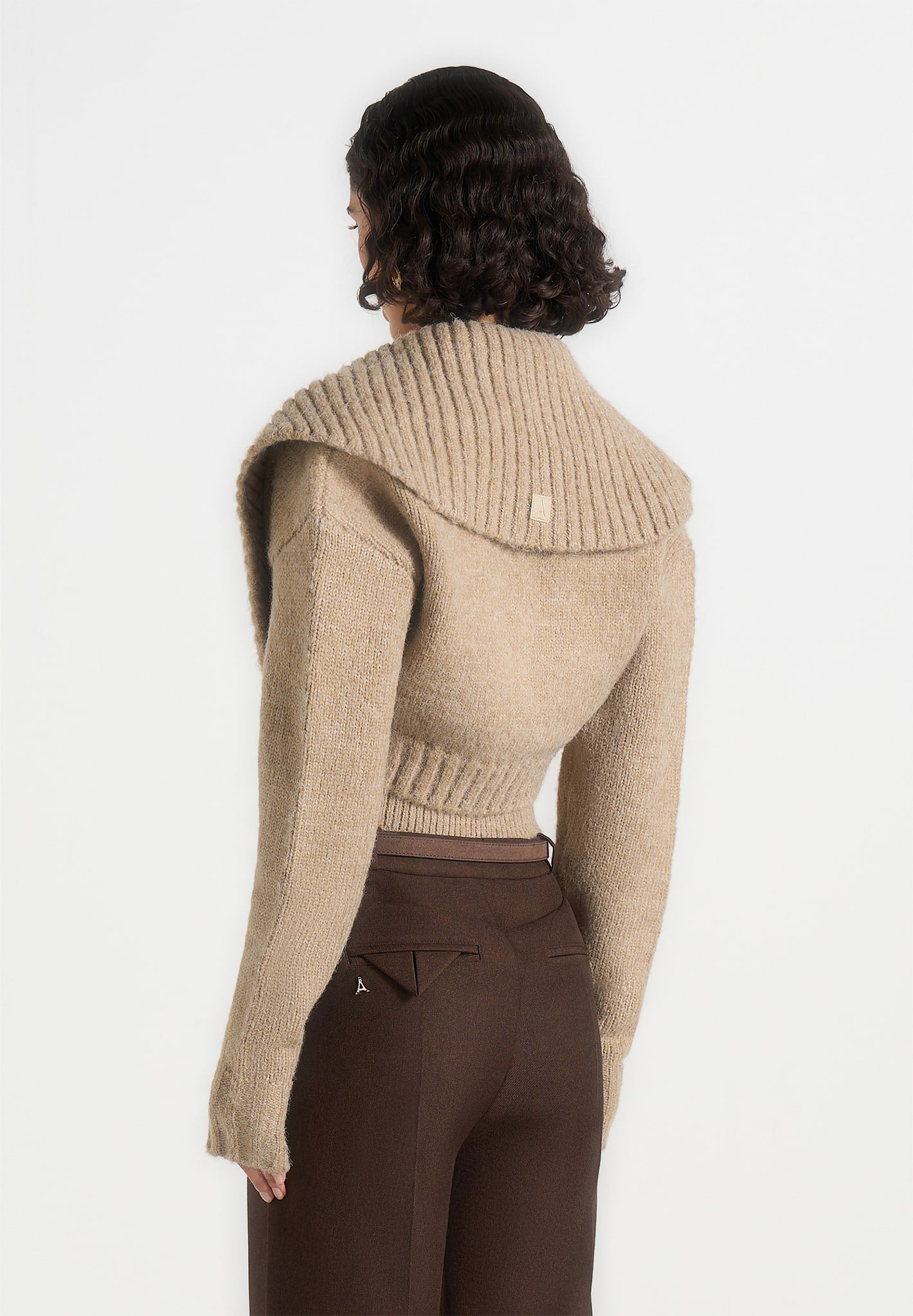Emya - 2-in-1 Knit Shrug With Twisted Bandeau Top - Taupe