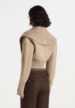 Emya - 2-in-1 Knit Shrug With Twisted Bandeau Top - Taupe