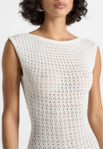 Keyla - Pointelle Mini Dress With Belt - Cream