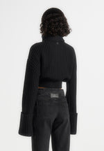 Amaya - Roll Neck Knit Jumper With Cuffs - Black