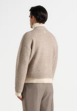 Jacques - Unisex Double Layer V-Neck Knit Jumper - Beige/Cream