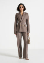 Maia - Pinstripe Double Breasted Blazer - Beige