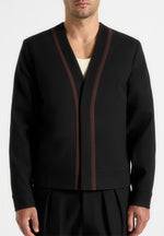 Alain - Tailored Cardigan With Contrast Placket - Black