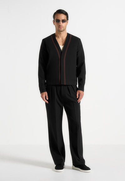 alain-tailored-cardigan-with-contrast-placket-black