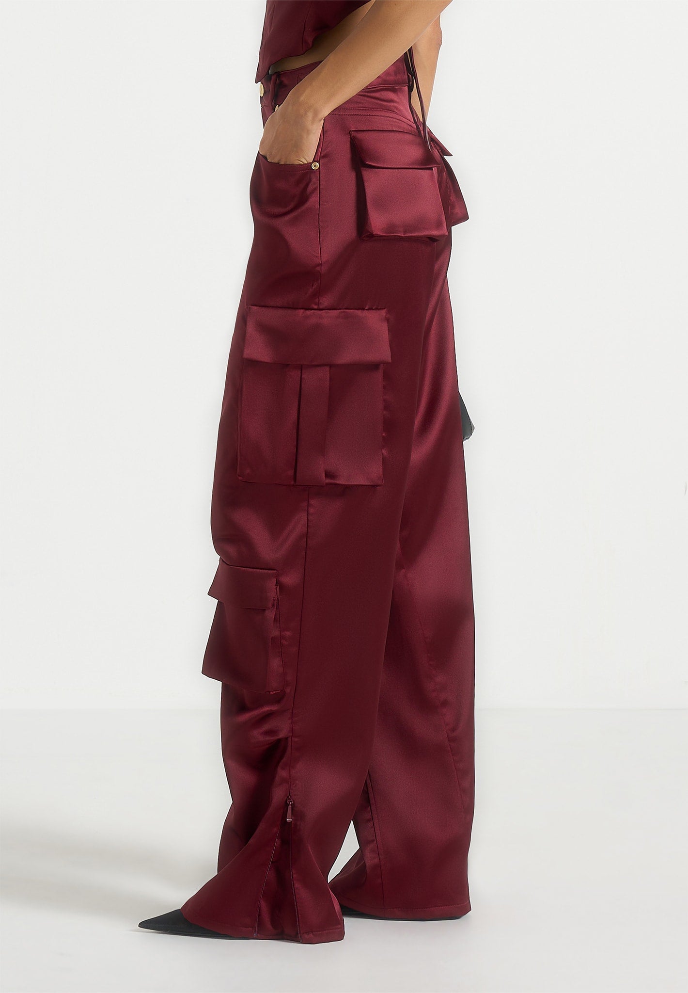 emilie-satin-high-waisted-cargo-pants-wine-red