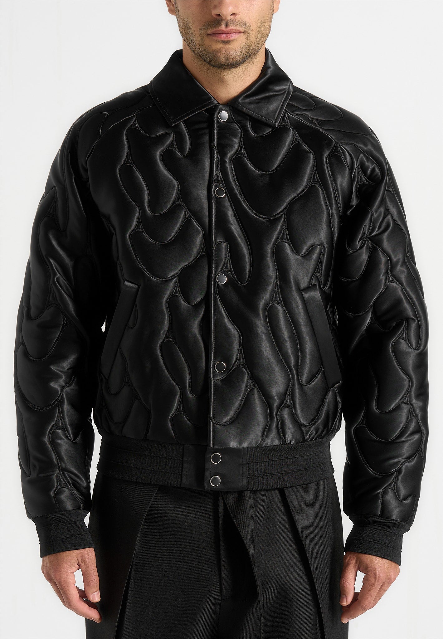 Ugo - Satin Embroidered Jacket - Black